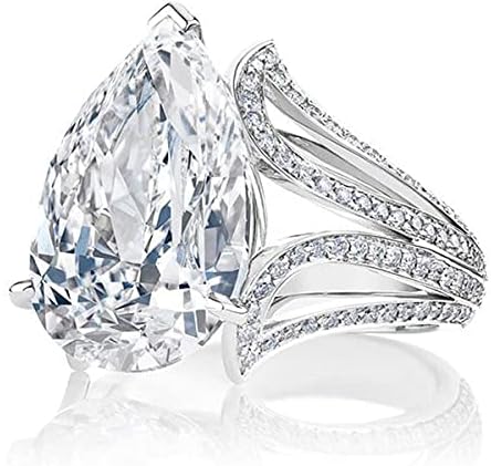 2ct Wedding Rings 925 Sterling Silver Shiny Full Diamond Ring Teardrop Engagement Wedding Band Promise Jewelry-Making-Patterns Size 9
