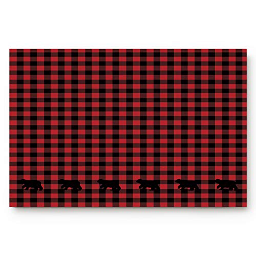 Libaoge Indoor Doormat Absorbs Mud Latex Backing Non Slip Door Mat Buffalo Check Plaid Bear Black And Red Kitchen Bathroom Entryway Rugs For Patio & Front Door - 16X24In… #TOP3