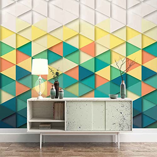 Papier peint 3D triangles colorés autocollant pour rénovation murale