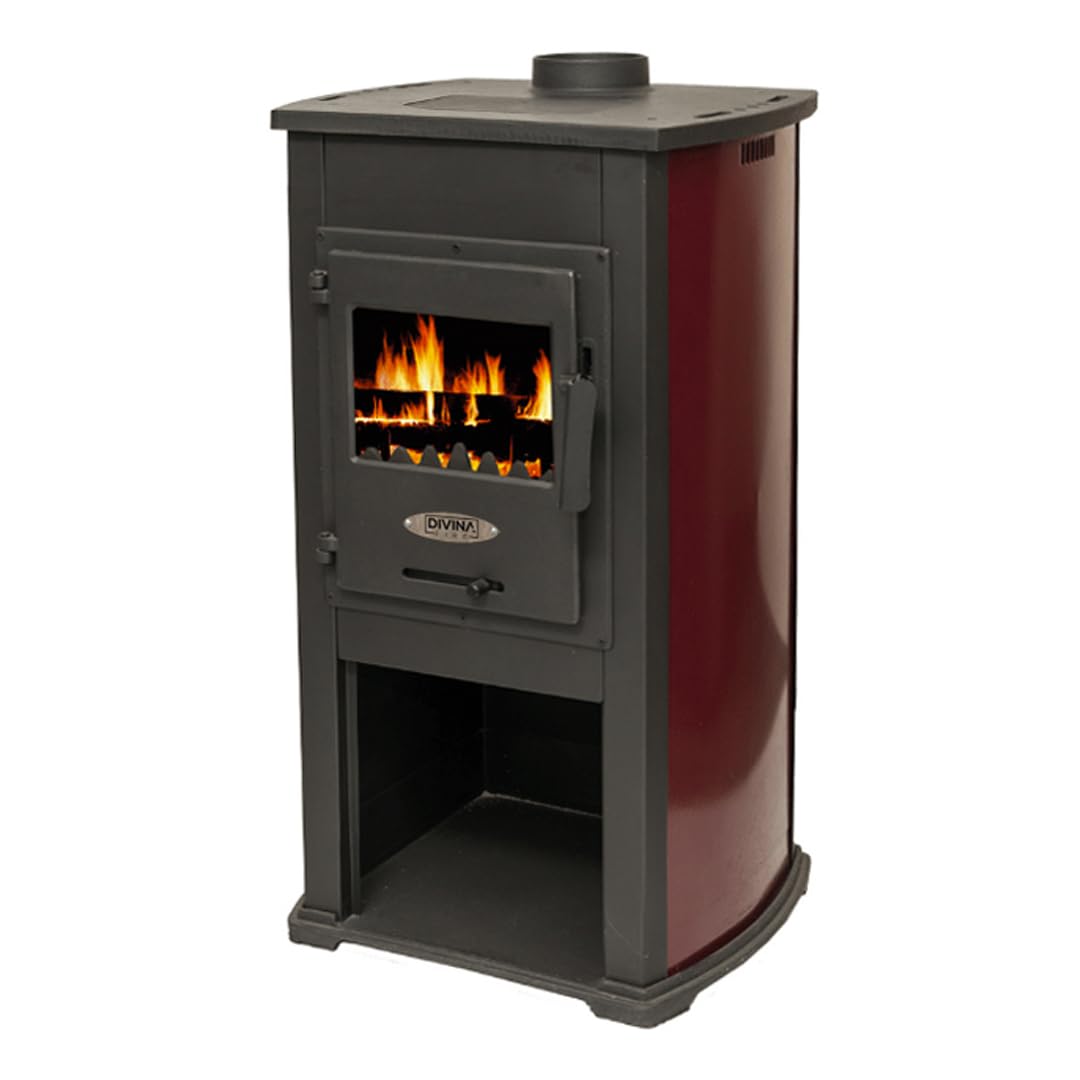 Stufa a legna in ghisa KATERINA 8,45 KW L 47 x P 40 x H 94 Bordeaux