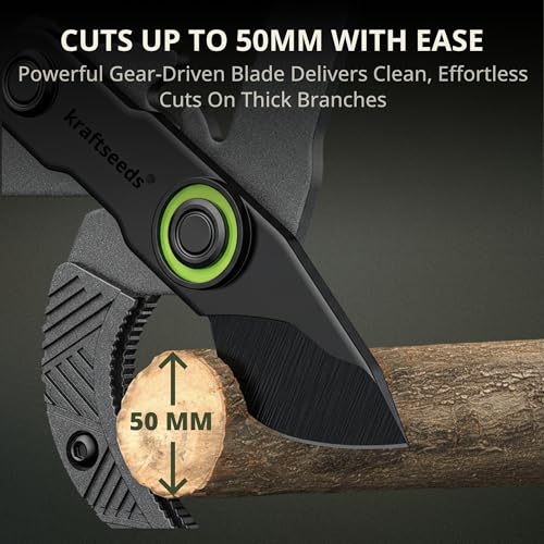 Image of Kraft Seeds Telescopic Gear Anvil Lopper, Heavy Duty Tree Branch Cutter with Long Stick, Pruning Cutter, Fruit Plucker, Carbon Steel Blade, Extendable Handle Tree Pruner Tool