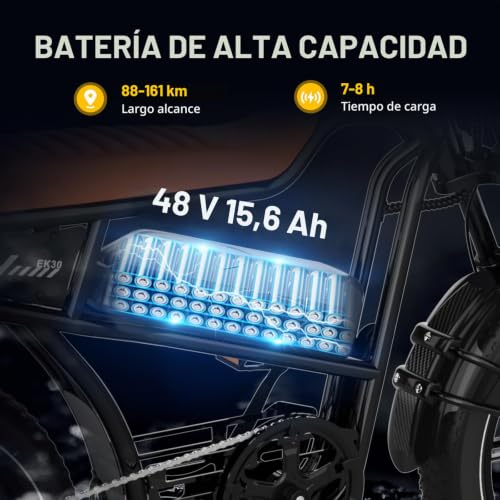 Miniatura 3 de Evercross Ek30 Bicicleta Eléctrica Para Adultos, 20 X 4.0 Neumático Gordo Bicicleta Eléctrica, Hasta 25km H, 48v 15ah Batería Extraíble Ebike, 7-Velocidades, Nieve Montaña Bicicleta Eléctrica Dirt