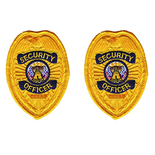 Set of 2 Sew on Security Patches - Security Officer Guard Badge Patch Embroidered - Security Enforcement Emblem (Gold - Patriotic - Liberty Bell)