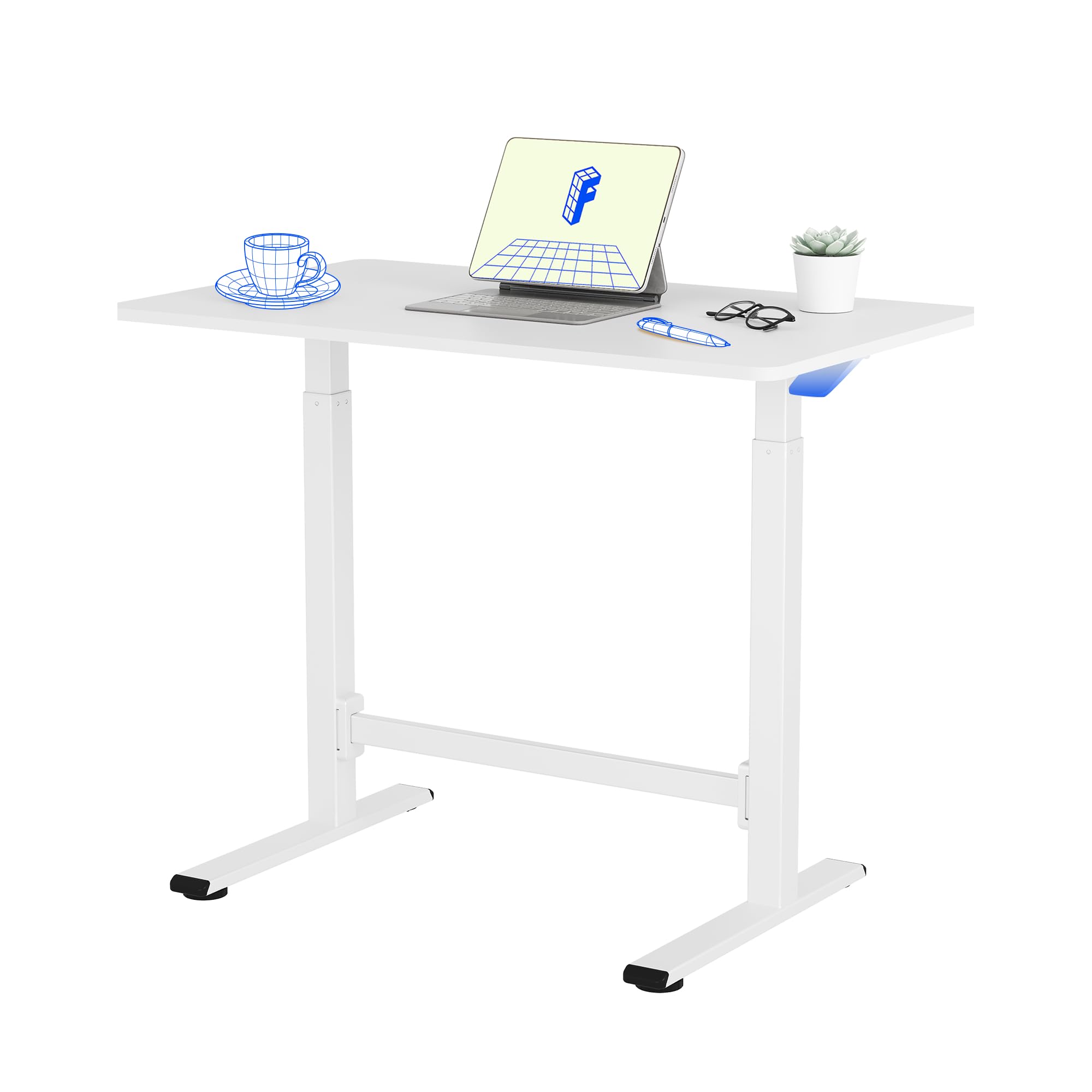 FLEXISPOT Höhenverstellbarer Schreibtisch Gasfeder mit Rollen | Einteilige wasserabweisende Tischplatte, ideal für Homeoffice, Büro, Balkon, Terrasse, Outdoor und Wohnzimmer