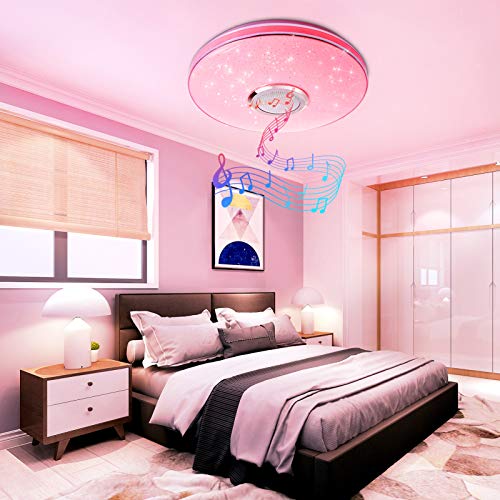 Zuoan 36W LED Deckenleuchte Bluetooth Lautsprecher mit APP Fernbedienung, IP44 Farbwechsel Dimmbar 3000-6500 RGB LED Musik Deckenlampe für Kinderzimmer Wohnzimmer Schlafzimmer Warmweiss Kaltweiss Cover