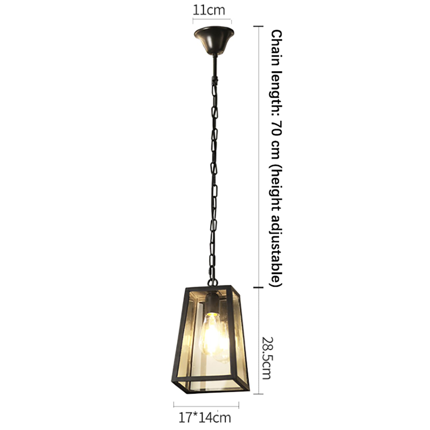 XINYASEE Farol Colgante de Techo Exterior,Lámpara colgante sencilla de un cabezal de aluminio fundido,Máx. 60 W,Lámpara de Techo con cristal para Jardín Terraza Balcón,Patio, terraza e interior E27