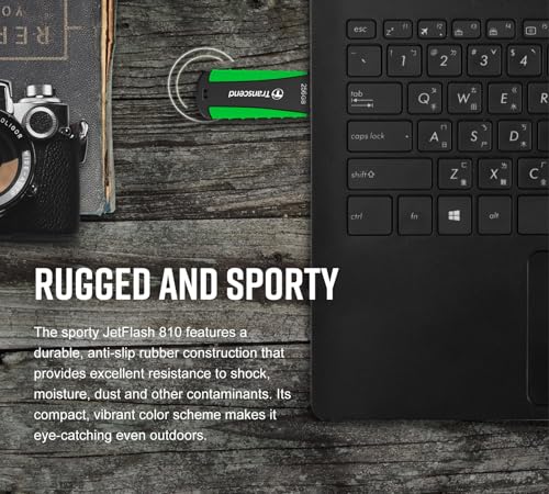 Image of Transcend JetFlash 810 128GB USB 3.1 Gen 1 (USB 5Gbps) Flash Drive (Pen Drive), Rugged Rubber Design, 5-Year Limited Warranty, Green (TS128GJF810)