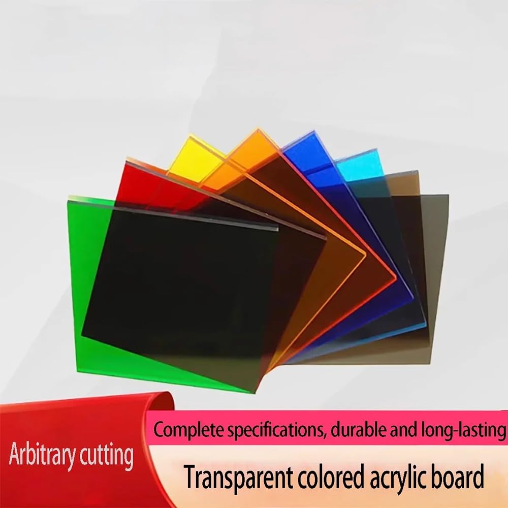 Kolorowa Przezroczysta Płyta Akrylowa O Grubości 5 MM Arkusz Dekoracyjny Do Rękodzieła DIY 100x100 Do 300x400 MM(Red,5mm x300x400mm)