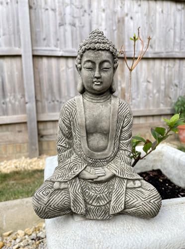 Estatua de piedra de Buda Yang | Adorno de jardín al aire libre de monje oriental