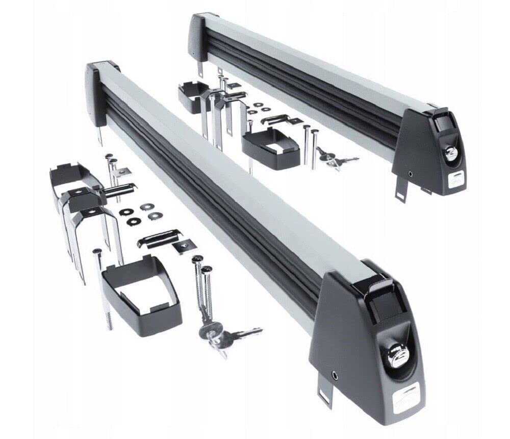 Soporte de esquí para barras de techo para 5 pares de 58 cm, rieles de perfil gris, barras de base, XXL