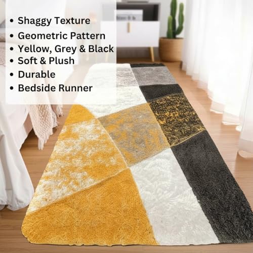 Image of Carpet for Hallway, Kitchen, and Modern Interiors, Cozy Shag Runner for Living Room, Entryway & Office Decor Size 1.5x3 feet Yellow Mix