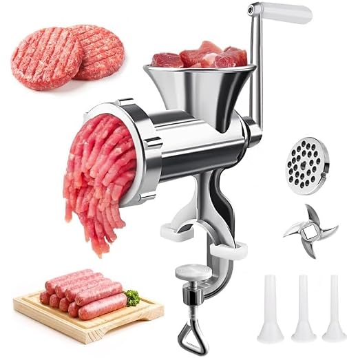 Meat Grinder with Sausage Stuffer Hand Operated for Meat Grinding & Sausage Filling Ideal for Complementary Food Household Restaurant & Outdoor Use-cy2