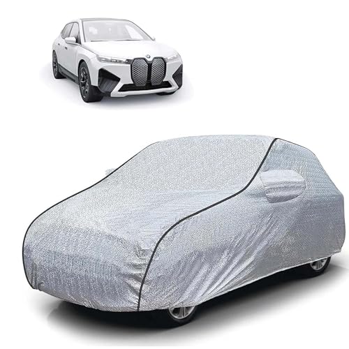 Image of Sulfar 100% Waterproof Car Body Cover Compatible with Mirror for BMW iX(Electric) (Triple Stitched, Full Bottom Elastic, Magic Silver with Black Piping)