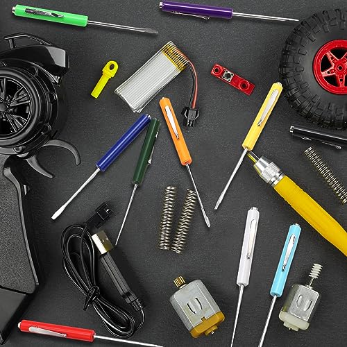 Image of Honoson 10 Pieces Pocket Screwdriver Mini Tops and Pocket Clips Magnetic Slotted Small Screw Driver with a Single Blade Head for Mechanical, Electrician(Colorful)