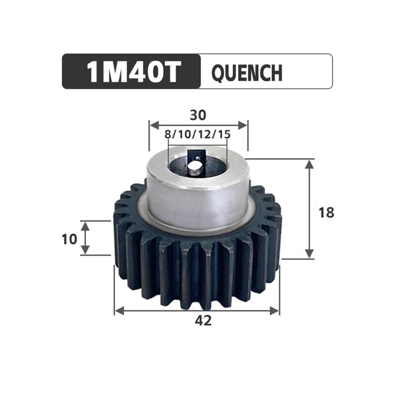 40 Zähne Stirnradgetriebe Metall Motor Boss/Konvexen Getriebe Innen Loch 8/10/12/15mm Getriebe Rack Übertragung(15mm)