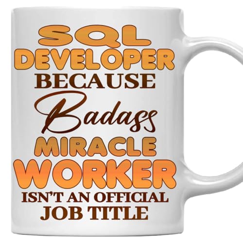 MONIZILUCKY Sql Developer Mug - Gift For Sql Developer - 11oz White Ceramic Coffee Mug for Office, Coworkers, Retired, Retirement, Birthday, Thanksgiving, Christmas