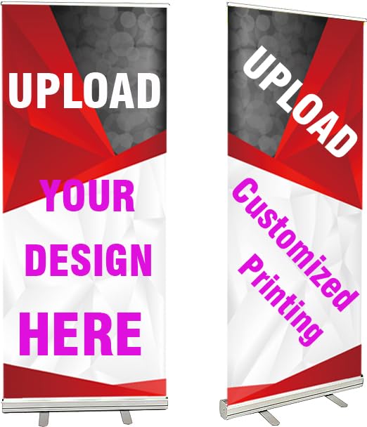 Retractable Custom Banner with Aluminum Stand, Custom Banners and Signs Portable Full Color With Travel Case for Events, Trade Shows, Stores