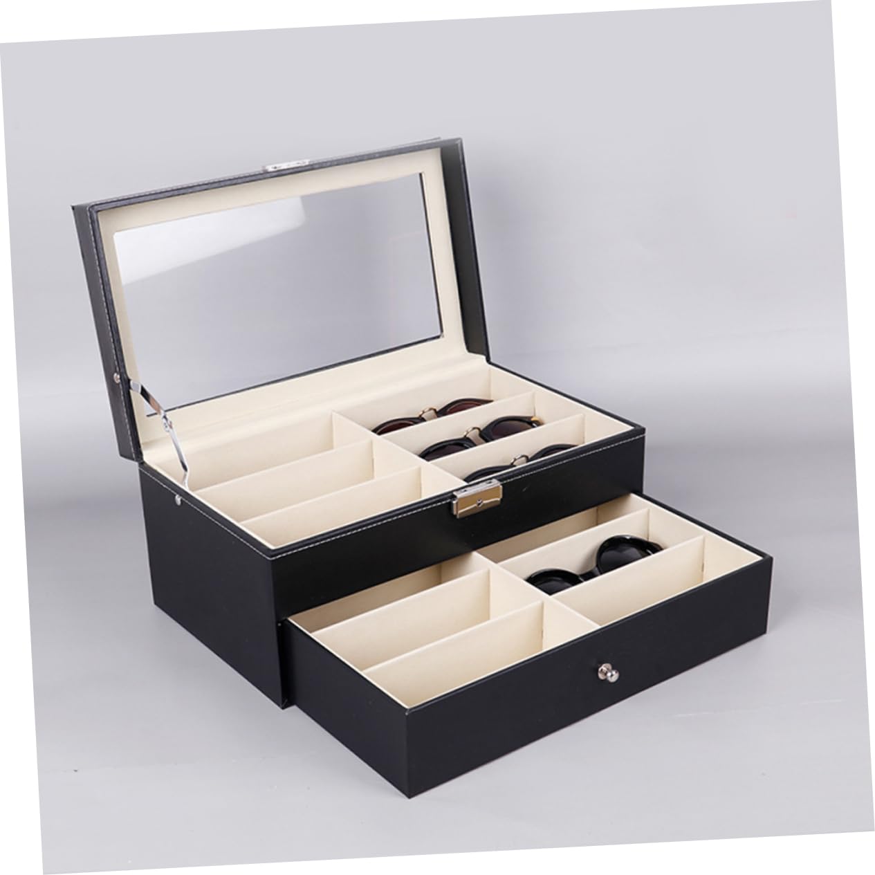 COLLBATH Estuche para Gafas De Doble Organizador De Gafas con Compartimentos Caja para Guardar Hogar Tienda o Comercial