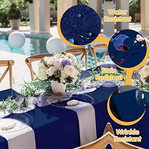 Image of BRILLMAX 6 Pack Navy Blue Tablecloths 60 x 102 Inch for 6ft Rectangle Tables - 150 GSM Polyester Fabric, 15 inch Standard Drop, Water, Stain & Wrinkle Resistant Cloth Cover for Wedding Dining Buffet