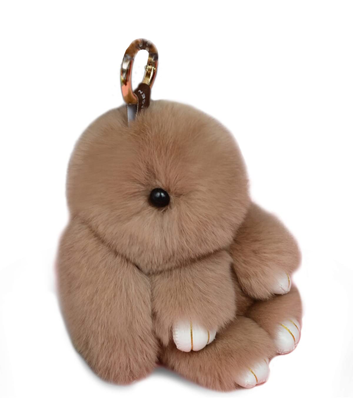 Soft Fluffy Rabbit Keychain Cute Plush Bunny Key Rings Plush Bunny Key Rings Faux Fur Keyring Pompom Keychain Decoration (khaki(18cm))