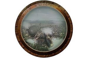Steampunk Airship City Wall Decal - 12" x 12"