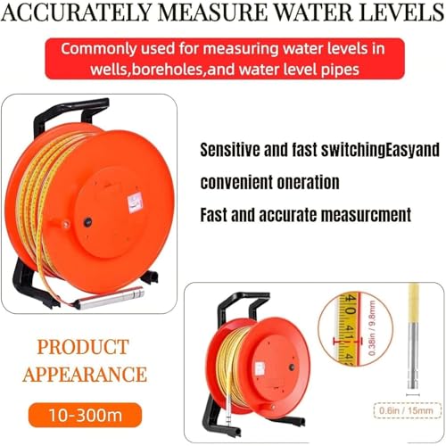 Medidor de nivel de agua profesional para pozos 10-300m medidor de profundidad de cinta de acero de alta precisión Sensor impermeable con indicador de zumbador led Herramienta de monitoreo de agua sub