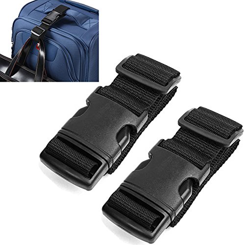 Preisvergleich Produktbild AVESON Koffergurt, Verstellbarer Gurt, für Gepäck, Koffer, Reise-Zubehör, Befestigung, Schnüren Sie Ihr Gepaäck Zusammen, 2er Packung, schwarz