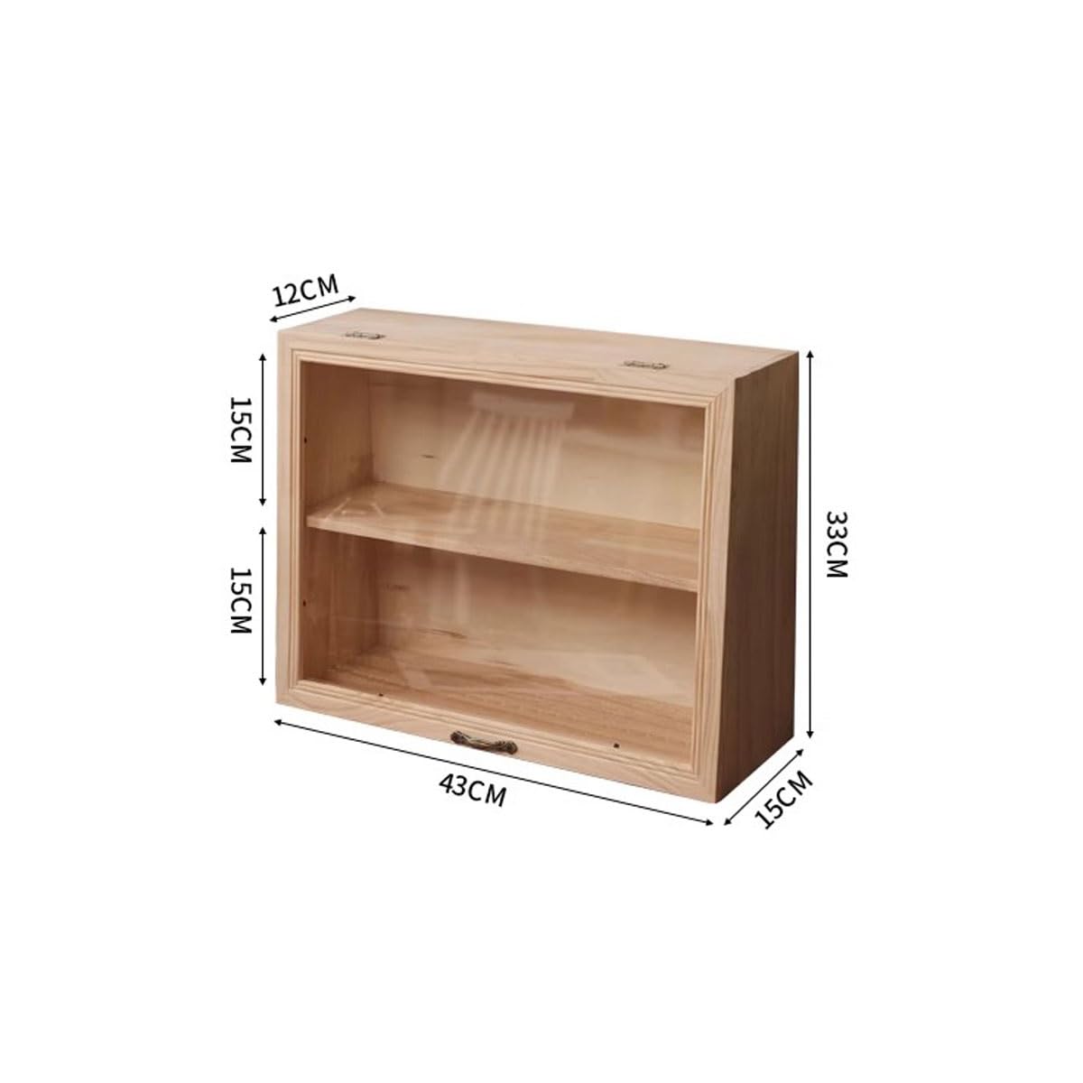 Vitrina de Madera para Pasteles y Galletas, Caja de Almacenamiento de cosméticos de Escritorio de 2 Niveles con Puertas de Vidrio, Estante para Vasos, exhibidor de Figuras de acción para coleccionabl