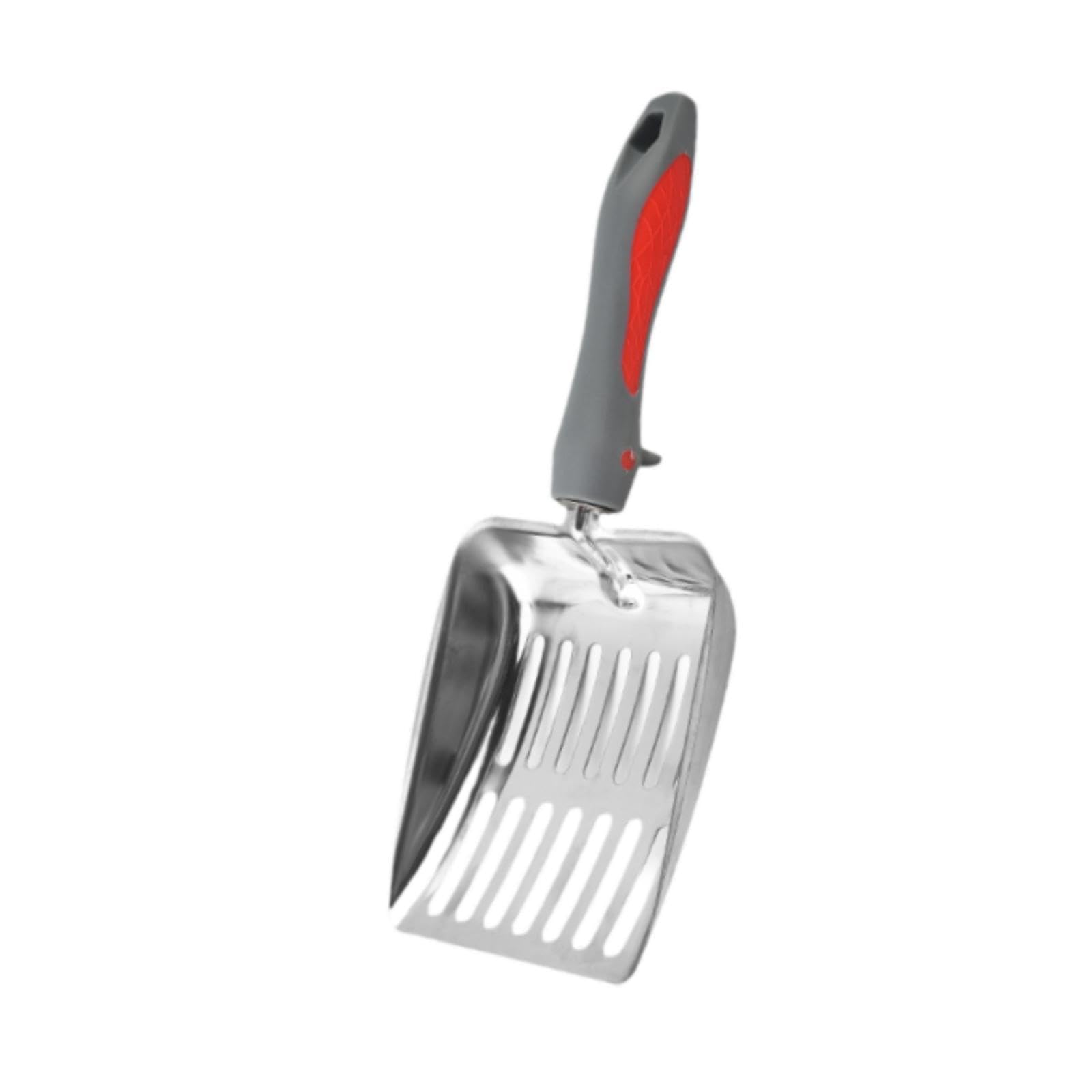 MYCENSE Cat Litter Kitten Waste Lifter Cleaner Tool Mesh Screen Fecal Spoon Stainless Steel Litter Boxes er for Kittens, red Gray