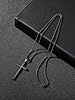 Jovivi Mens Black Cross Necklace for Men,Stainless Steel Cross Crucifix Pendant Chain Necklace for Boys Men's Jewellery Christian Gifts #3