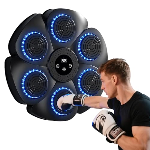 Musik-Boxmaschine,Smart Bluetooth Boxmaschine mit Musik,9 Modi und 18 Geschwindigkeiten Einstellbare,Wandmontierter Bluetooth-Boxtrainer,mit Boxhandschuhen,für Zuhause
