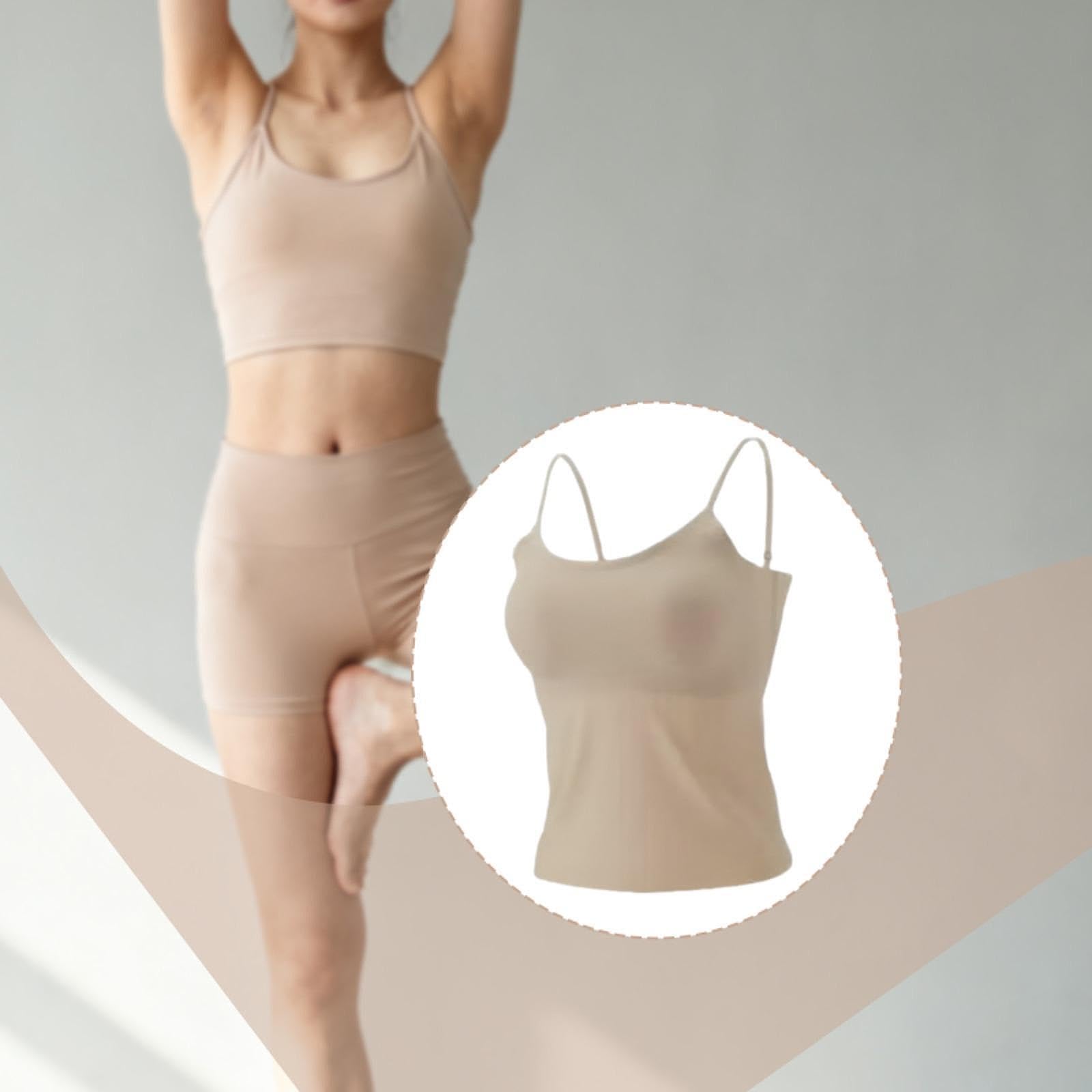 Canotta Donna con Reggiseno Integrato Top Senza Cuciture Spalline Sottili Regolabili Tessuto Traspirante Elasticizzato Adatta per Palestra Ginnas