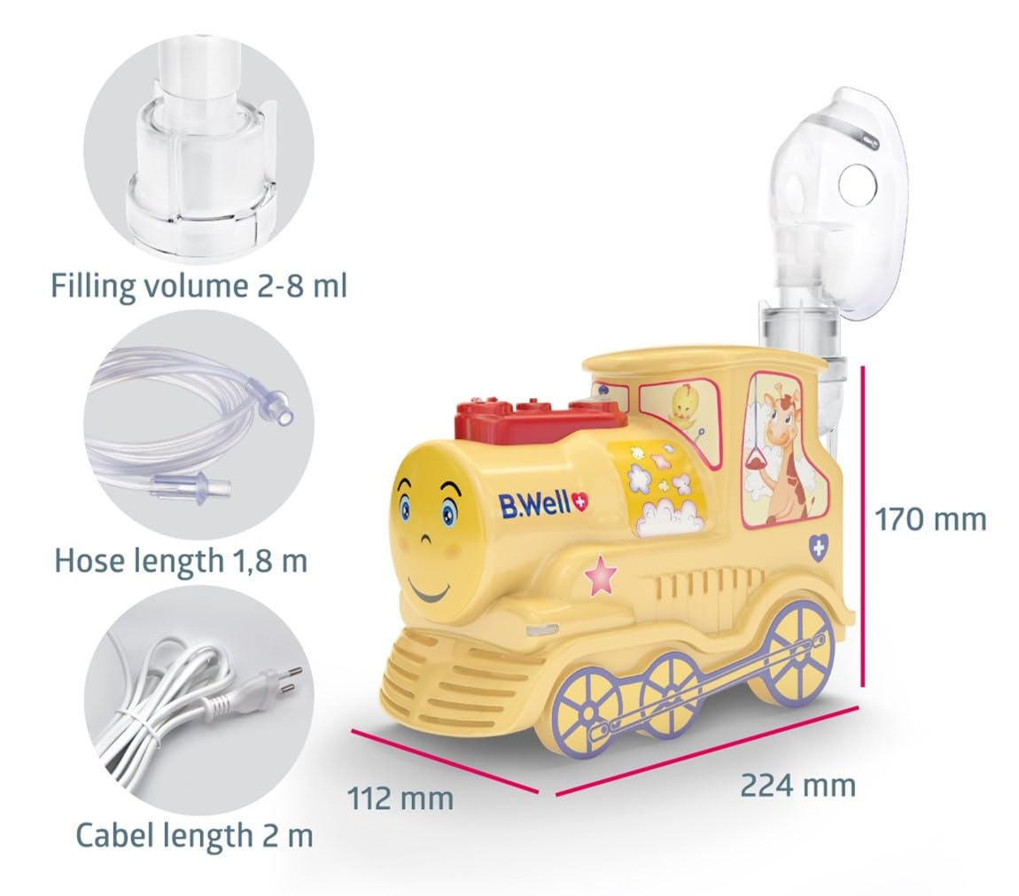 INHALATOR NEBULIZATOR TŁOKOWY B.WELL DLA DZIECI I DOROSŁYCH 3 MASKI