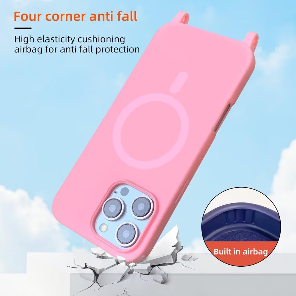 Etui ochronne z łańcuszkiem do telefonu, kompatybilne z iPhone 6/iPhone 7/iPhone 8, etui na telefon komórkowy z opaską, bezprzewodowe etui do ładowania, smycz na szyję, silikonowe etui