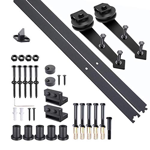 HOMCOM Kit de porte coulissante système galandage pour porte épaisseur 35-45 mm largeur max. 1 m charge max. 100 Kg acier noir