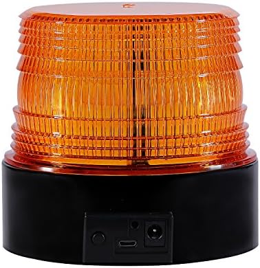Battery Led Strobe Light, Wireless Amber Emergency Magnetic Flashing Warning Beacon for Truck Vehicle with 12-80v Cigarette Lighter Plug