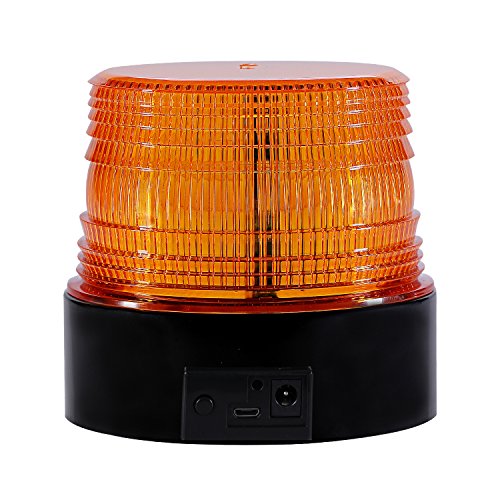 AnTom Magnetic Wireless Beacon Light, Rechargeable Emergency Flashing Warning Battery Operated Strobe Lights for Truck Vehicle, with 12-24v Cigarette Lighter Plug, Amber