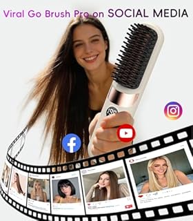 Go Brush Pro UK Cordless Hair Straightener Brush - Portable Rechargeable Ceramic Hair Styling Appliance Tool with 4 Adjustable Heat & 15-min Auto Shut-Off for Women Viral on Social Media