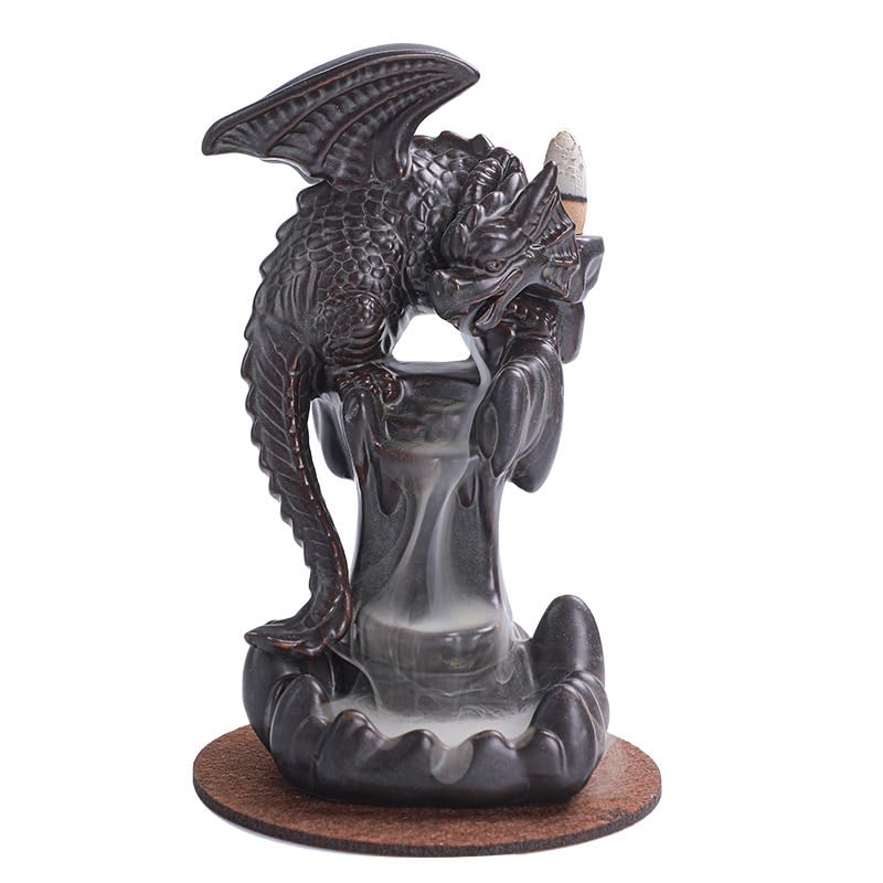 ZONSUSE Brûleur D'encens Dragon, Porte-encens Ptérosaure, Brûleur D'encens Cascade Dragon, Cadeaux D'aromathérapie pour la Méditation et Le Yoga pour...