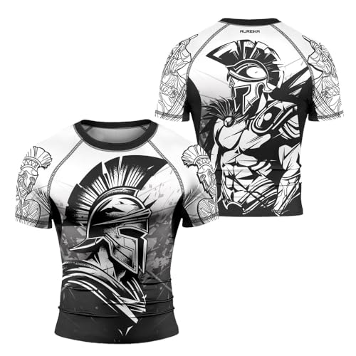 Spartan Men's Compression Rash Guard – Short Sleeve Performance Shirt for MMA Fighters Grappling Athletes