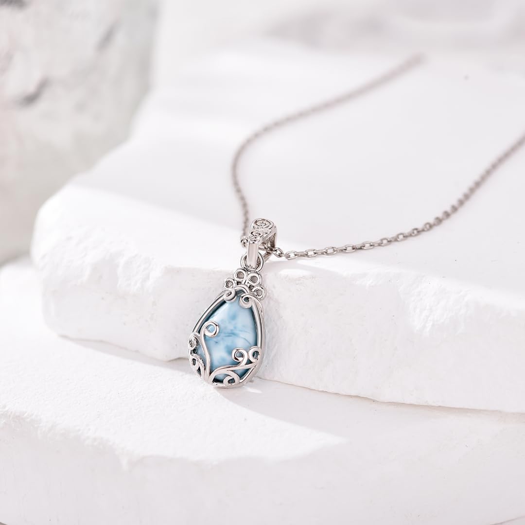 Larimar/Moonstone/Black Onyx/Moss Agate Necklace Jewelry Gifs for Women - Image 4