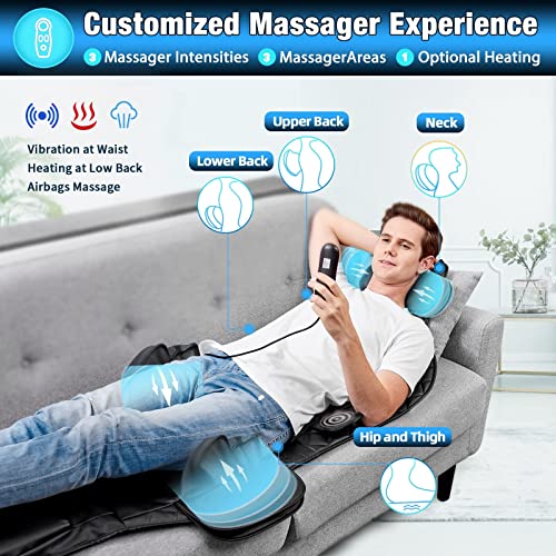 Sotion Back Massager with Heat, Vibrating Massage Chair Pad for Home or Office Use, Height Adjustable Massage Seat Helps Relieve Stress and Fatigue for Neck, Back, Waist and Hips