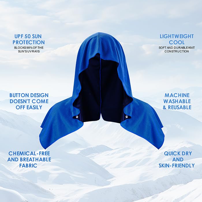 CSITE 3 Pack Cooling Hoodie Towels, Instant Cooling Towels for Neck and Face, UPF 50 Sun Protection, Ice Towel for Hot Weather, Head Towel for Sports, Camping, Cycling & More Activities