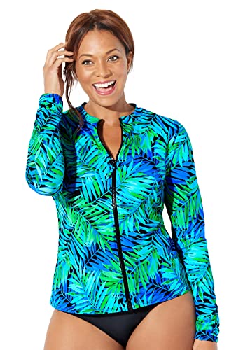 Swimsuits For All Women's Chlorine Resistant Zip Up Swim Shirt