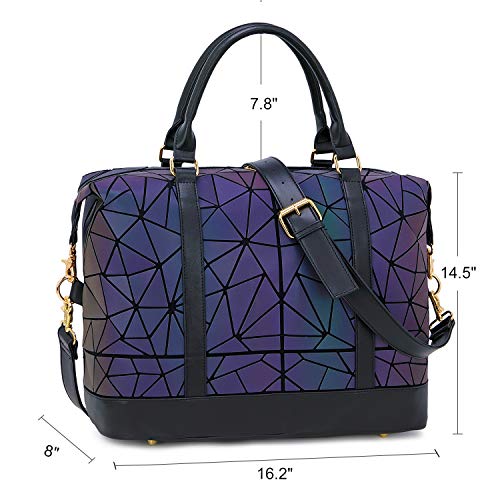 CAMTOP Geometric Luminous Weekender Bag Women Ladies Carry On Tote Overnight Duffel (Luminous Travel Bag and Cosmetic Purse)
