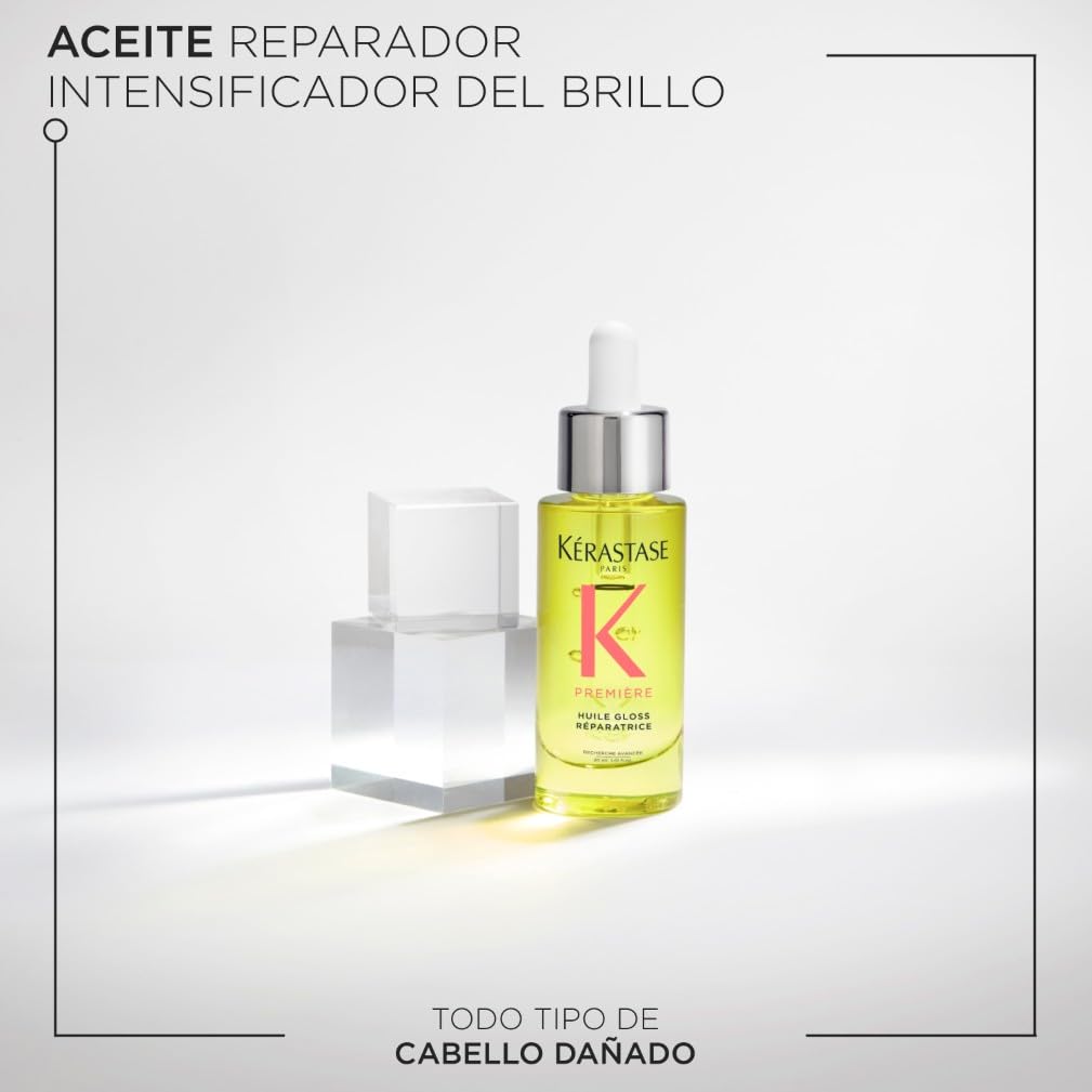 Kérastase, Première, Aceite Capilar Antiencrespamiento Reparador Iluminador, Brillo, Para cabello dañado, Huile Gloss Réparatrice, 30 ml
