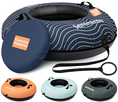 SereneLife Slitta da Neve, Slittino da Neve 102 cm, per Tutte le Età, In Discesa per Sport Invernali, Fondo Rigido in Plastica Resistente, Tubo Gonfiabile, Rivestimento Oxford, Per Bambini E Adulti