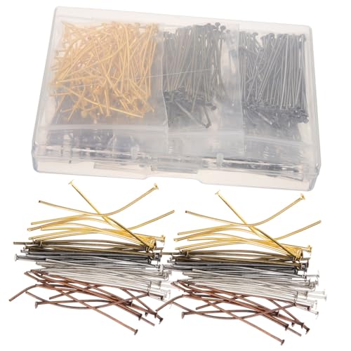 Gogogmee 600pcs Flat Needle Pack Beading Head Pins for Jewelry Making DIY Bead Making Kit