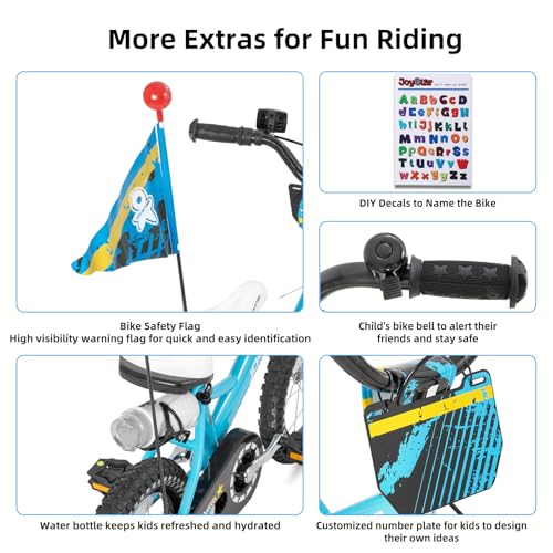 Image of JOYSTAR Little Daisy Kids Bike for Girls Boys Ages 2-10 Years, 12 14 16 20 Inch Girls Bikes with Doll Bike Seat & Streamers, Boys Bike with Flag & Number Plate, Multiple Colors