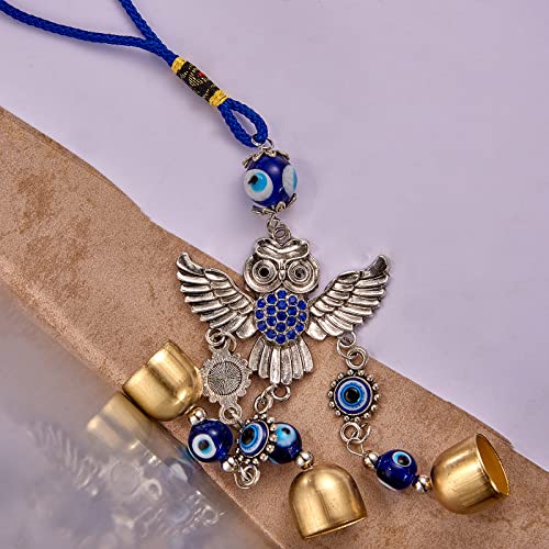 2 Pcs Evil Eyes Wind Chime Zinc Alloy Glass Rhinestone Wall Pediments Wind Chimes with Evil Eye Resin Beads Handcraft Hanging for Home Car Patio Kitchen Garden Office Decoration - Image 6